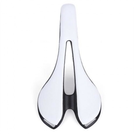 BIKE CARBON FIBER LEATHER ULTRALIGHT SEAT CUSHION SADDLE (WHITE)
