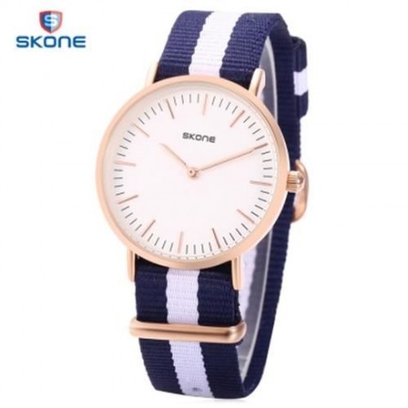 SKONE 6165L FEMALE QUARTZ WATCH DAILY WATERPROOF CONCISE STYLE NYLON BAND JAPAN MOVT WRIST
