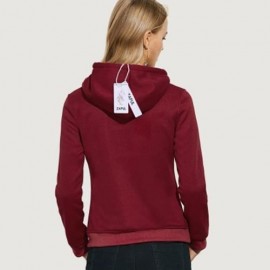 CASUAL HOODED LONG SLEEVE DRAWSTRING LETTER PRINT HOODIE FOR LADIES (CLARET)