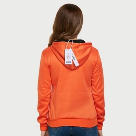 CASUAL HOODED LONG SLEEVE DRAWSTRING LETTER PRINT HOODIE FOR LADIES (DARKSALMON)
