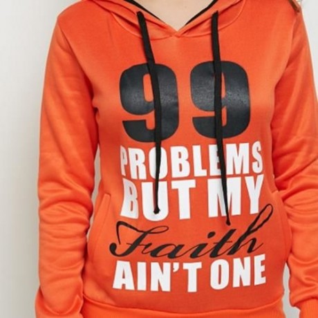 CASUAL HOODED LONG SLEEVE DRAWSTRING LETTER PRINT HOODIE FOR LADIES (DARKSALMON)
