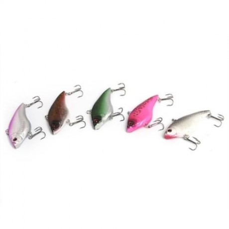5PCS HARD FISH SHAPE ARTIFICIAL CRANK BAIT OUTDOOR FISHING TOOL (COLORMIX)