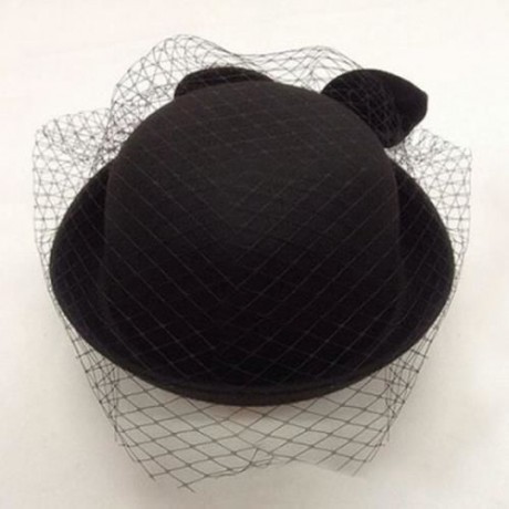 CHIC VOILE AND BOWKNOT DECORATED FELT HAT FOR WOMEN (COLOR ASSORTED)