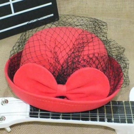 CHIC VOILE AND BOWKNOT DECORATED FELT HAT FOR WOMEN (COLOR ASSORTED)