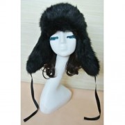 CHIC FAUX FUR AND RIBBONS PENDANT DECORATED SOLID COLOR HAT FOR WOMEN (BLACK)