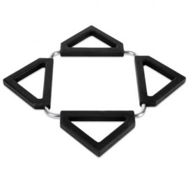 FOLDABLE POT HOLDER STAINLESS STEEL SILICONE GEL HEAT INSULATION PAD (BLACK)