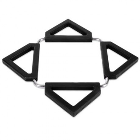 FOLDABLE POT HOLDER STAINLESS STEEL SILICONE GEL HEAT INSULATION PAD (BLACK)
