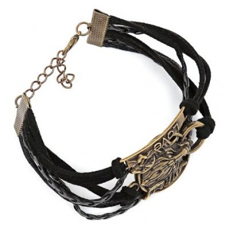 Fashionable Cartoon Animal Wolf Letter Decoration Unisex Multilayer Weave Alloy Rope Brace