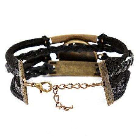 Fashionable Cartoon Animal Wolf Letter Decoration Unisex Multilayer Weave Alloy Rope Brace