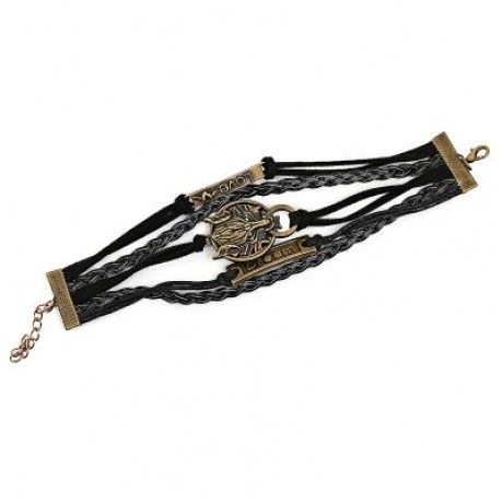 Fashionable Cartoon Animal Wolf Letter Decoration Unisex Multilayer Weave Alloy Rope Brace