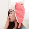 CHIC DOWNY BALL DECORATED PLUSH TEXTURE TRAPPER HAT FOR WOMEN (WATERMELON RED)