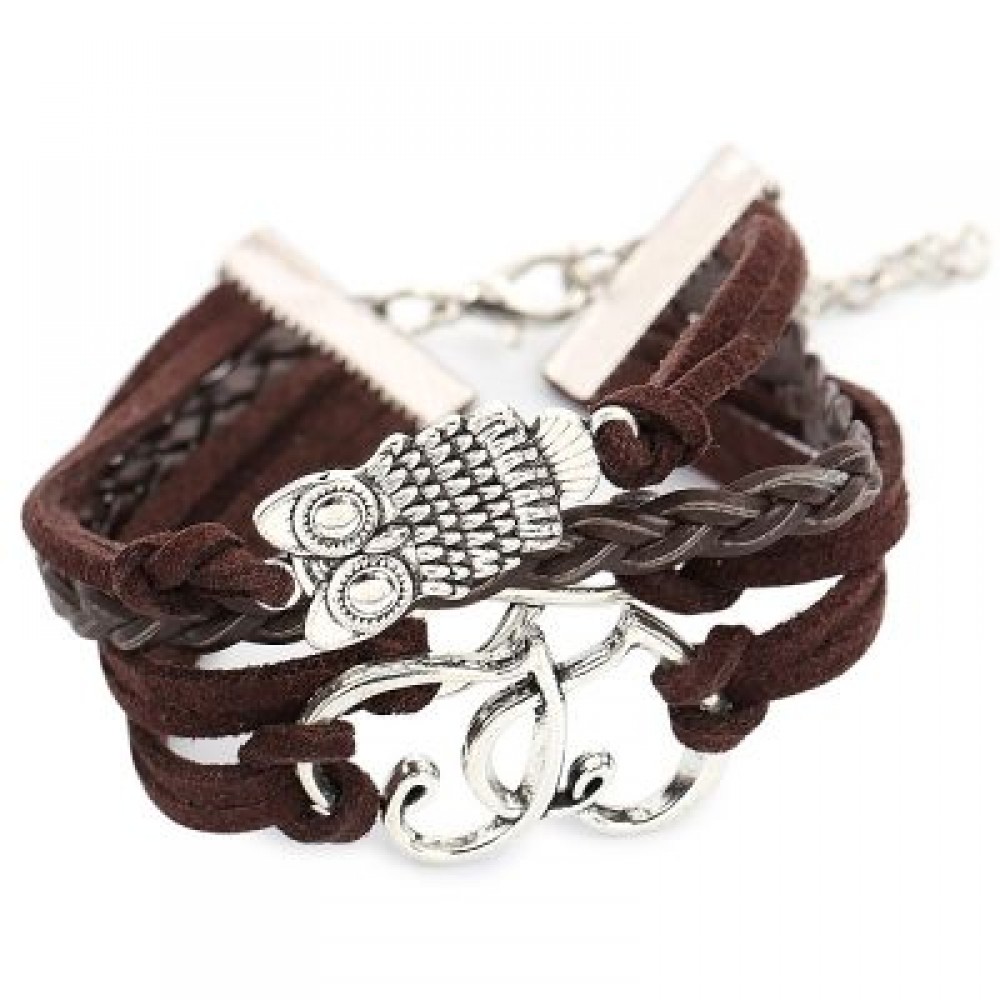 Cartoon Animal Owl Love Heart Figure 8 Decoration Unisex Multilayer Weave Alloy Rope Brace