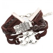 Cartoon Animal Owl Love Heart Figure 8 Decoration Unisex Multilayer Weave Alloy Rope Brace