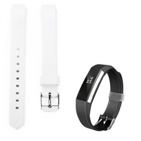 14MM SILICONE BAND STRAP PIN BUCKLE WRISTBAND FOR FITBIT ALTA SMART WRISTWATCH (WHITE)