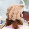 SWEET EAR SHAPE SOLID COLOR KNITTED HAT FOR WOMEN (CAMEL)