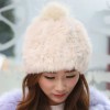 SWEET FUZZY BALL EMBELLISHED DOWNY HAT FOR WOMEN (OFF-WHITE)