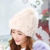 SWEET FUZZY BALL EMBELLISHED DOWNY HAT FOR WOMEN (OFF-WHITE)