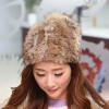 SWEET FUZZY BALL EMBELLISHED DOWNY HAT FOR WOMEN (BROWN)