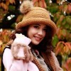 CHIC BRAID PATTERN FAUX FUR AND HEMMING DECORATED KNITTED HAT FOR WOMEN (COFFEE)