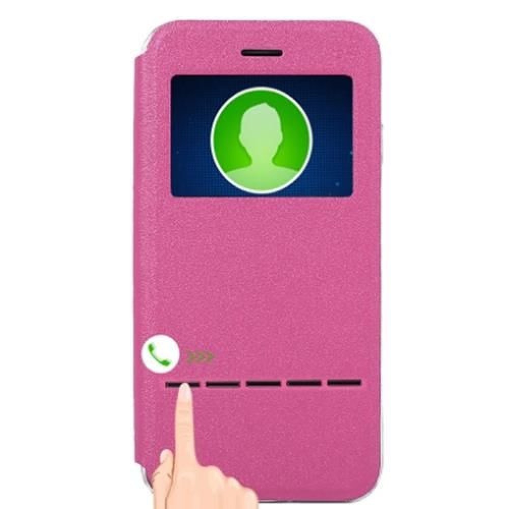 VIEW WINDOW FULL PROTECTIVE CASE COVER SMART METAL SLIDING ANSWER FOR IPHONE 7 PLUS (ROSE 