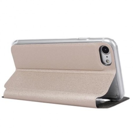 VIEW WINDOW FULL PROTECTIVE CASE COVER SMART METAL SLIDING ANSWER FOR IPHONE 7 (CHAMPAGNE 