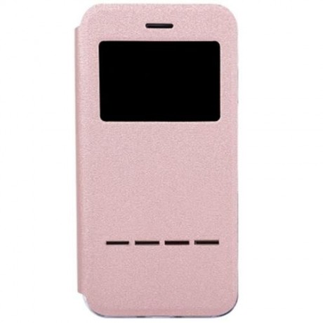 VIEW WINDOW FULL PROTECTIVE CASE COVER SMART METAL SLIDING ANSWER FOR IPHONE 7 (ROSE GOLD)