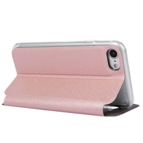 VIEW WINDOW FULL PROTECTIVE CASE COVER SMART METAL SLIDING ANSWER FOR IPHONE 7 (ROSE GOLD)