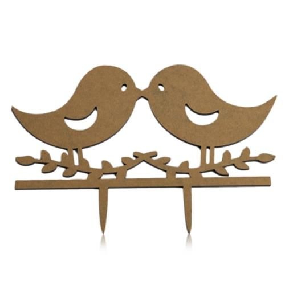 ROMANTIC LOVER BIRD WEDDING CAKE TOPPER INSERTED CARD DECORATION (BLACK)