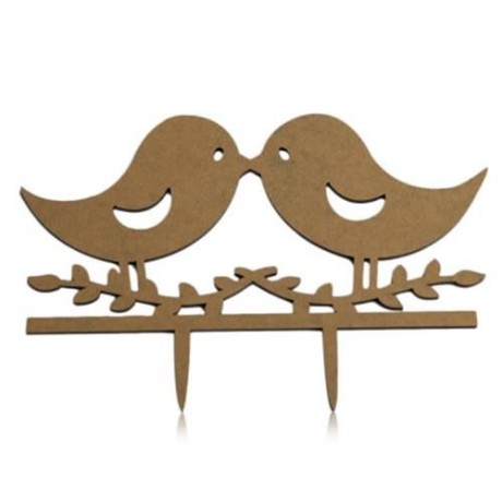 ROMANTIC LOVER BIRD WEDDING CAKE TOPPER INSERTED CARD DECORATION (BLACK)