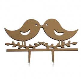 ROMANTIC LOVER BIRD WEDDING CAKE TOPPER INSERTED CARD DECORATION (BLACK)