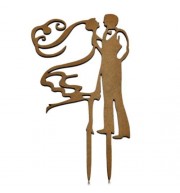 CREATIVE BRIDE GROOM SHAPE WEDDING ANNIVERSARY CAKE TOPPER DECORATION (BLACK)