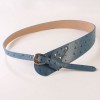CHARACTERISTIC PIN BUCKLE RIVET PU WAISTBAND FOR WOMEN (BLUE)