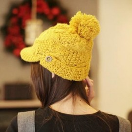 CHIC BUTTON DECORATED SOLID COLOR KNITTED VISOR FOR WOMEN (COLOR ASSORTED)