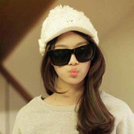 CHIC BUTTON DECORATED SOLID COLOR KNITTED VISOR FOR WOMEN (COLOR ASSORTED)