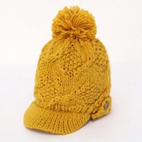 CHIC BUTTON DECORATED SOLID COLOR KNITTED VISOR FOR WOMEN (COLOR ASSORTED)