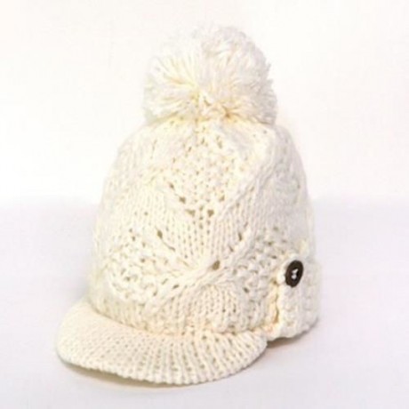 CHIC BUTTON DECORATED SOLID COLOR KNITTED VISOR FOR WOMEN (COLOR ASSORTED)