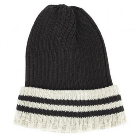 CHIC STRIPE PATTERN COLOR BLOCK KNITTED HAT FOR WOMEN (BLACK)