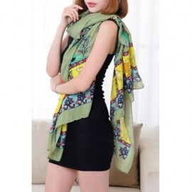 ETHNIC STYLE BRANCH BIRD HUMAN PATTERN SCARF FOR WOMEN (GREEN)