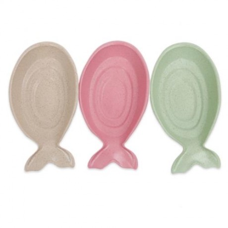 FISH SHAPE SEASONING DISH WHEAT STRAW VINEGAR PLATE (GREEN)