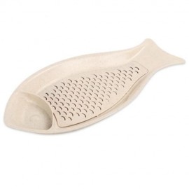 FISH SHAPE WHEAT STRAW DUMPLING DISH WITH SEASONING PLATE (BEIGE)