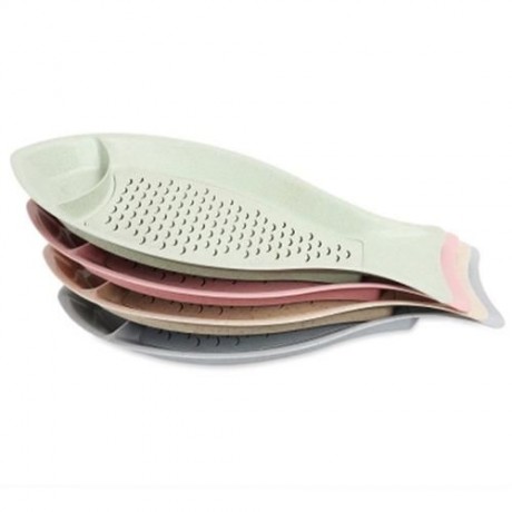 FISH SHAPE WHEAT STRAW DUMPLING DISH WITH SEASONING PLATE (BEIGE)