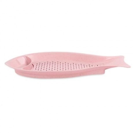 FISH SHAPE WHEAT STRAW DUMPLING DISH WITH SEASONING PLATE (PINK)