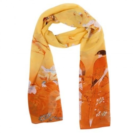 CASUAL MAGPIE FLORAL PRINT LADIES SUN PROTECTION SCARF (YELLOW)