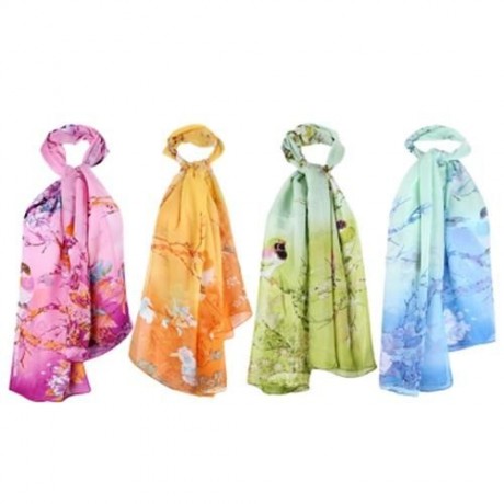 CASUAL MAGPIE FLORAL PRINT LADIES SUN PROTECTION SCARF (YELLOW)