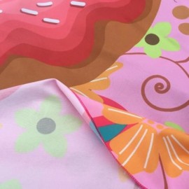 CHRISTMAS FLOWER AND DONUTS PRINT ROUND BEACH THROW (PINK)