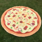 CHRISTMAS CHILLIES SEAFOOD PIZZA PRINT ROUND BEACH THROW (LIGHT YELLOW)