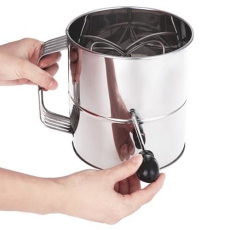 STAINLESS STEEL SIEVE CUP POWDER FLOUR MESH BAKING TOOL (SILVER)