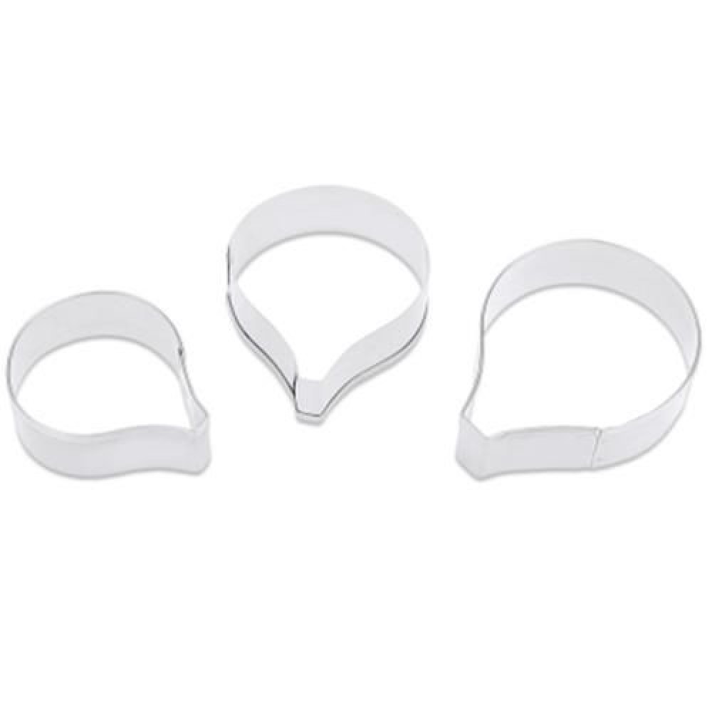 3PCS FLOWER PETAL STAINLESS STEEL SUGARCRAFT CAKE CUTTER BAKING MOLD (SILVER)
