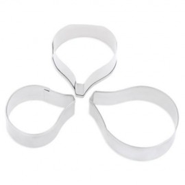 3PCS FLOWER PETAL STAINLESS STEEL SUGARCRAFT CAKE CUTTER BAKING MOLD (SILVER)