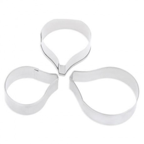 3PCS FLOWER PETAL STAINLESS STEEL SUGARCRAFT CAKE CUTTER BAKING MOLD (SILVER)